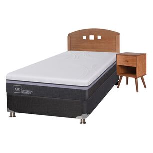 Box Spring Cic Ortopedic / 1.5 Plazas / Base Normal + Set De Maderas