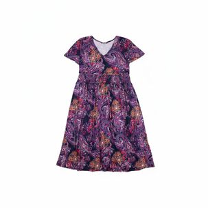 Vestido Largo Manga Corta Cuello V Mujer Lesage