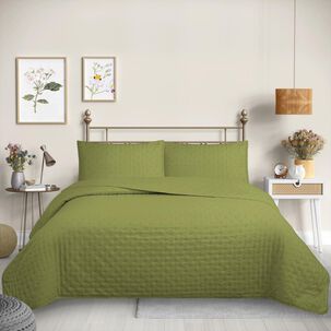 Cubrecama Quilt Reversible King 250 X 240 Cm Color Oliva Delux Collection Martin&eacute;