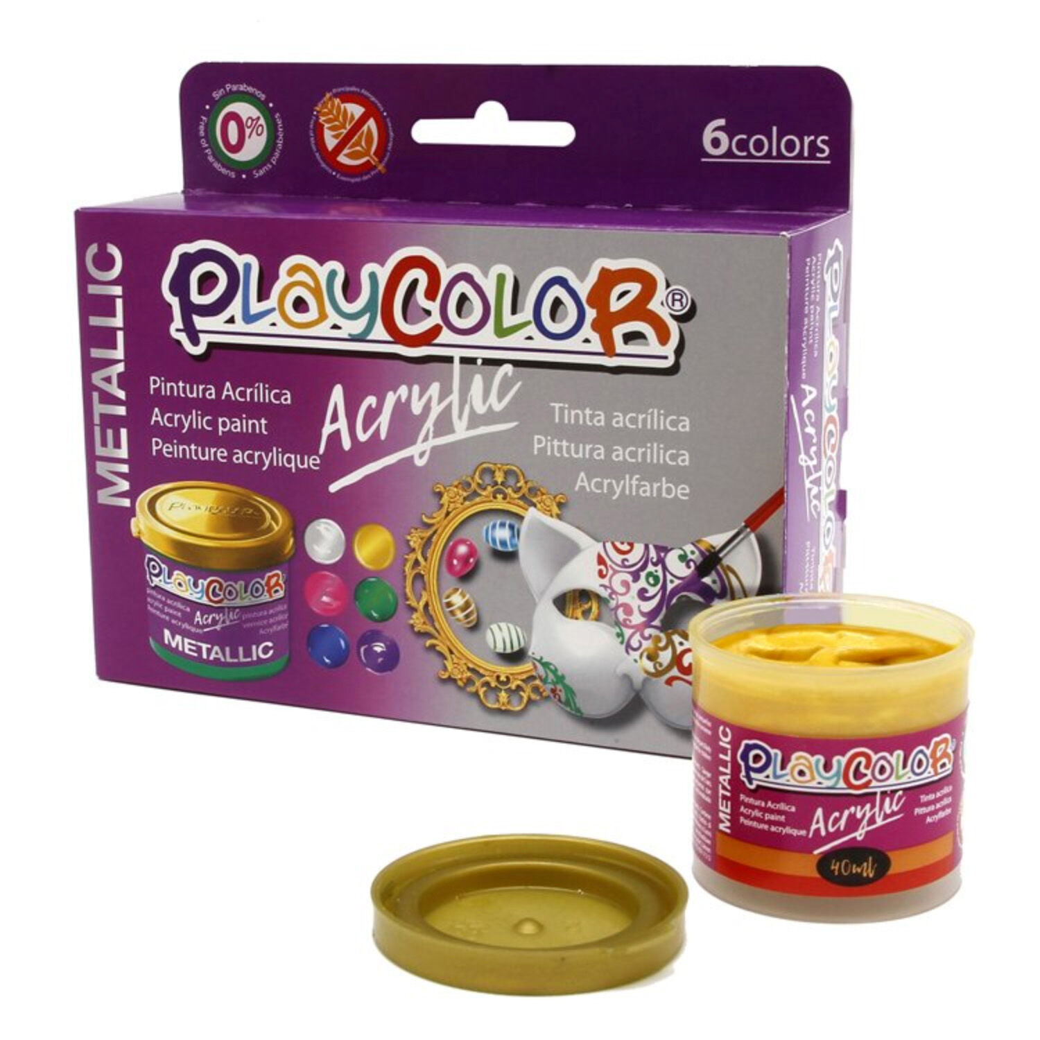 Pintura Acr&iacute;lica Met&aacute;lica 6 Colores Secado R&aacute;pido Instant - Ps image number 0.0