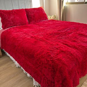 Cubrecama Peludo 2 Plazas - Rojo
