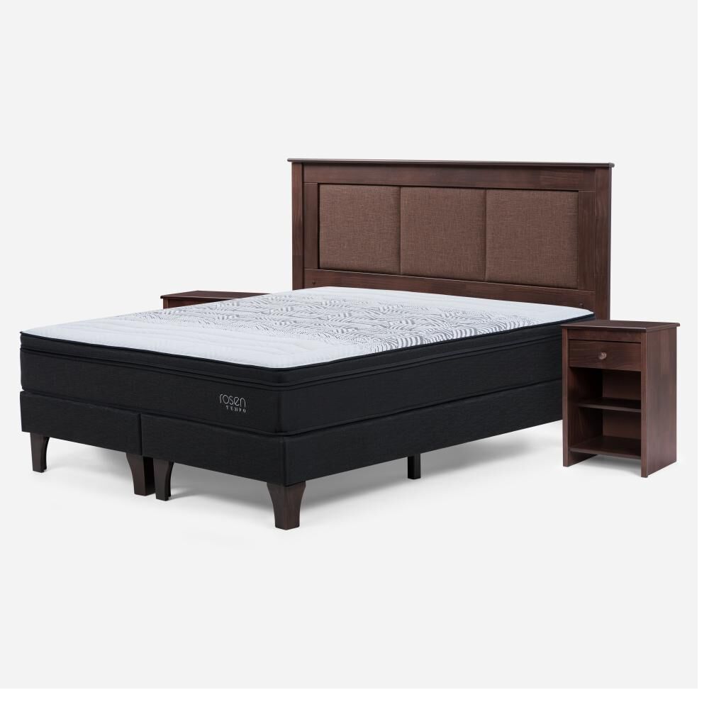 Cama Europea Rosen Tempo / 2 Plazas / Base Dividida + Set De Maderas Rachel image number 1.0