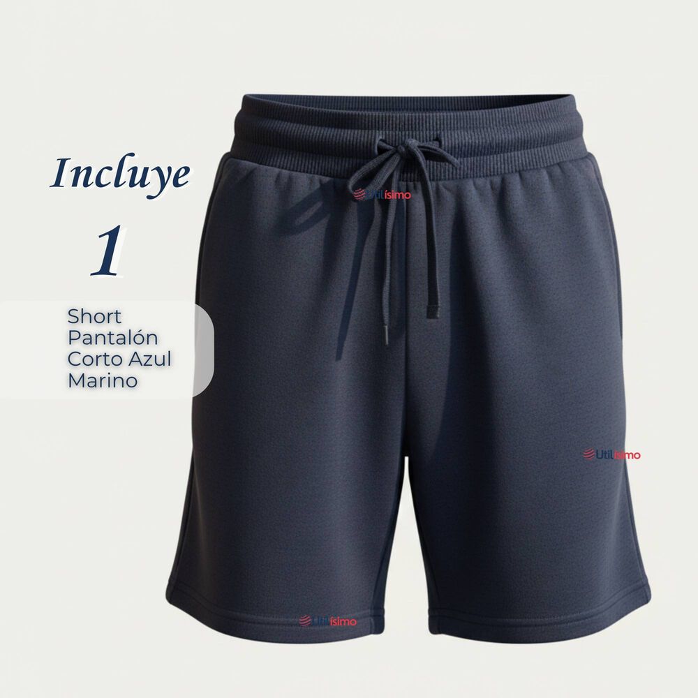 Pantal&oacute;n Corto Short Ni&ntilde;o Algod&oacute;n Deportivo Escolar Azul Marino image number 1.0