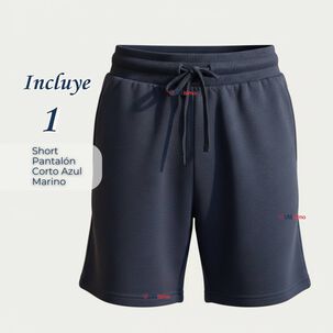 Pantal&oacute;n Corto Short Ni&ntilde;o Algod&oacute;n Deportivo Escolar Azul Marino