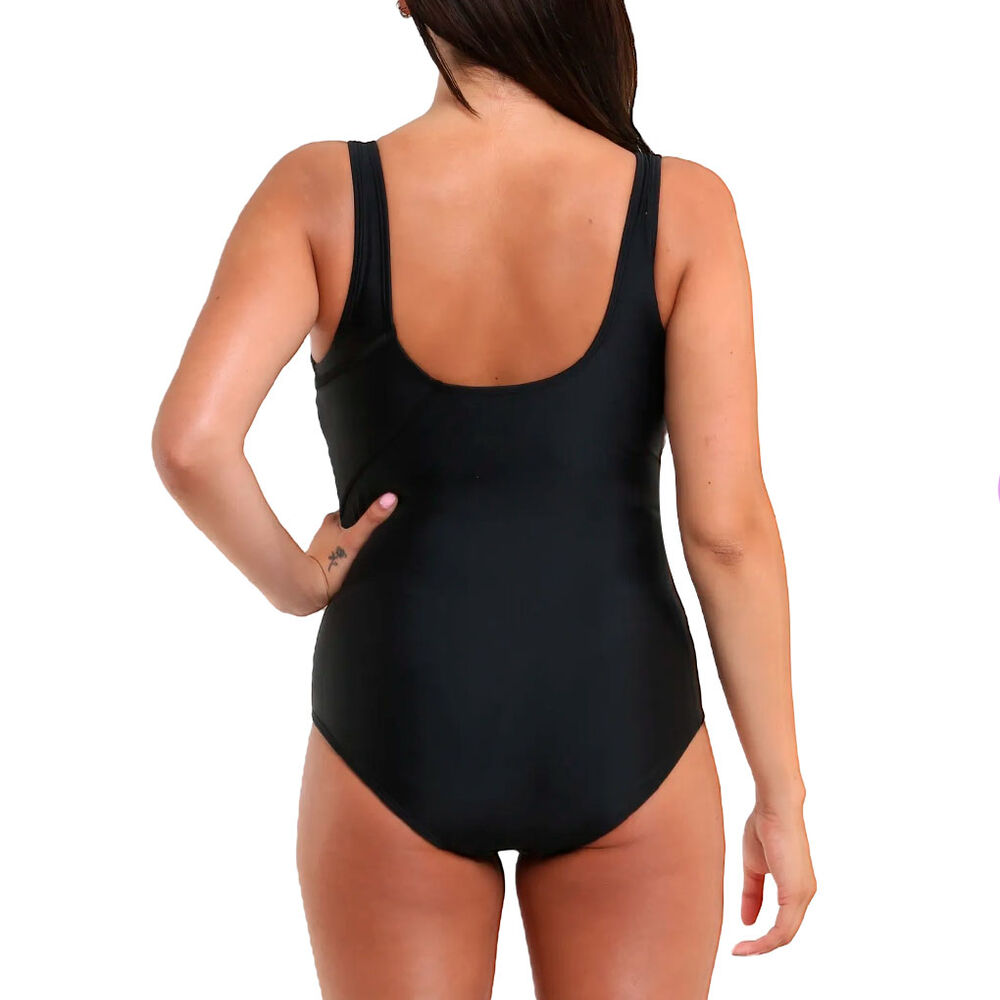 Traje De Baño Deportivo Natación Con Estilo Líneas Fucsia image number 1.0