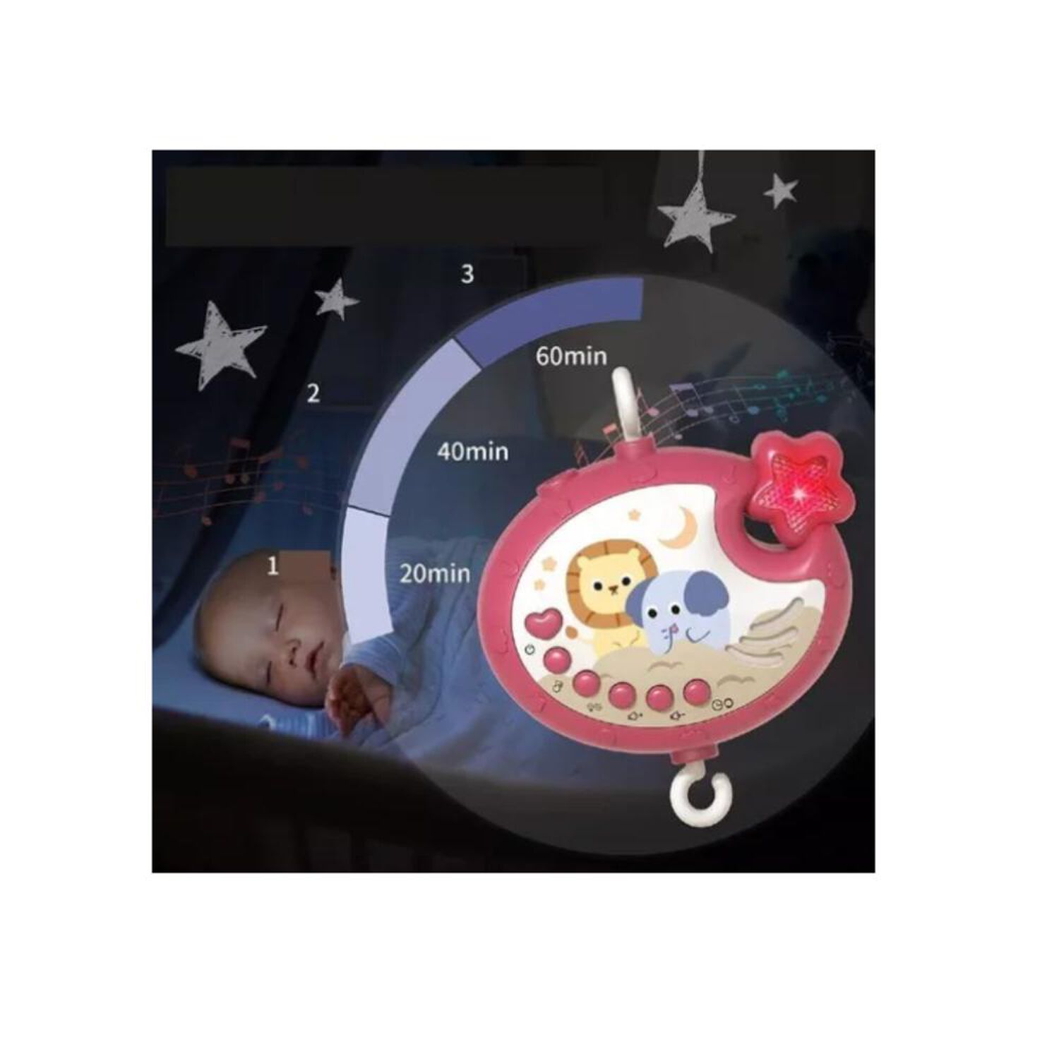 M&oacute;vil De Bebe Sonajero Musical Giratorio 360&deg; Cuna Y Coche image number 7.0