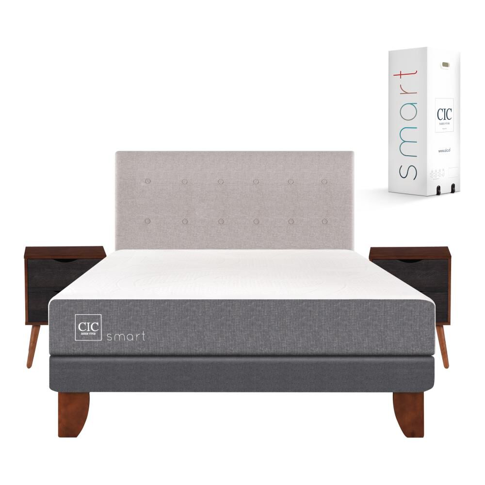 Cama Europea Cic Smart / 2 Plazas / Base Normal  + Set De Maderas image number 0.0