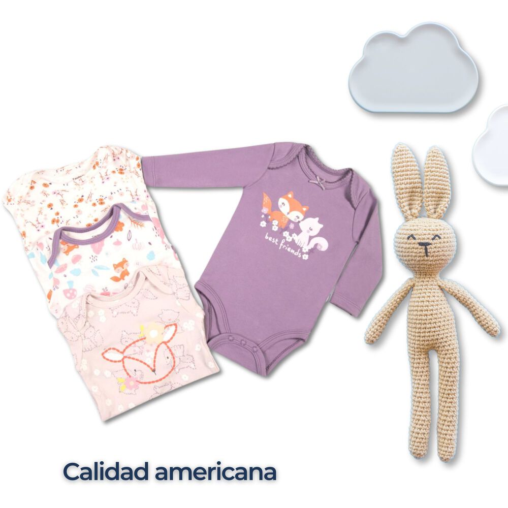 Pack 4 Bodys Niña Manga Larga Tedmimak 100% Algodón Zorritos Purple image number 5.0