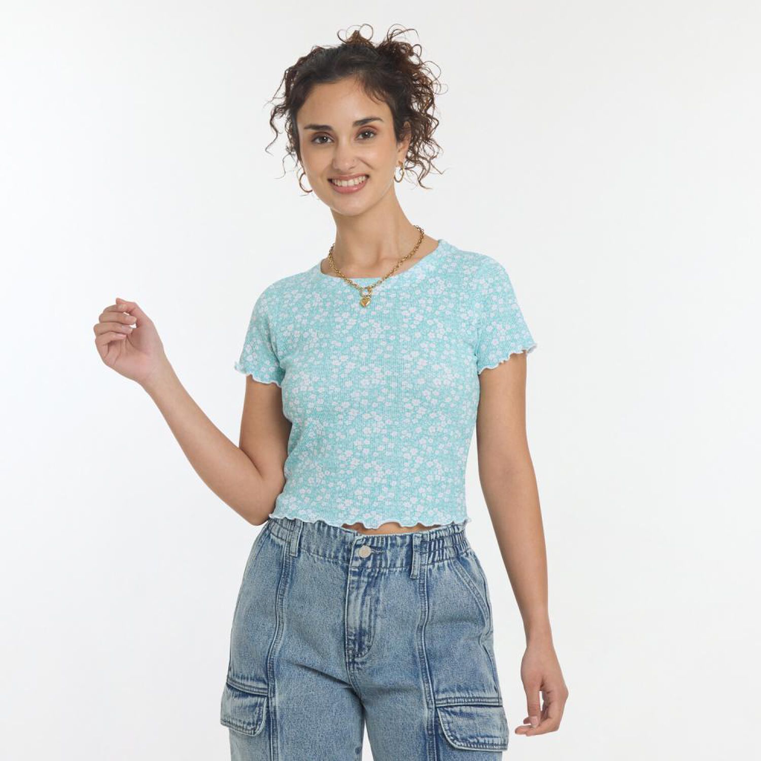 Polera Crop Micro Pint Manga Corta Cuello Redondo Mujer Freedom image number 0.0