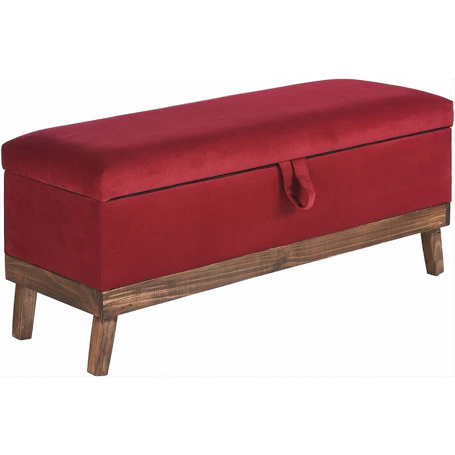 Banqueta Con Ba&uacute;l Incy Rojo Felpa 120x40x50 Cm M&aacute;xima Design image number 1.0