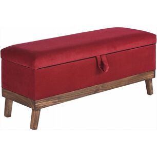 Banqueta Con Ba&uacute;l Incy Rojo Felpa 120x40x50 Cm M&aacute;xima Design