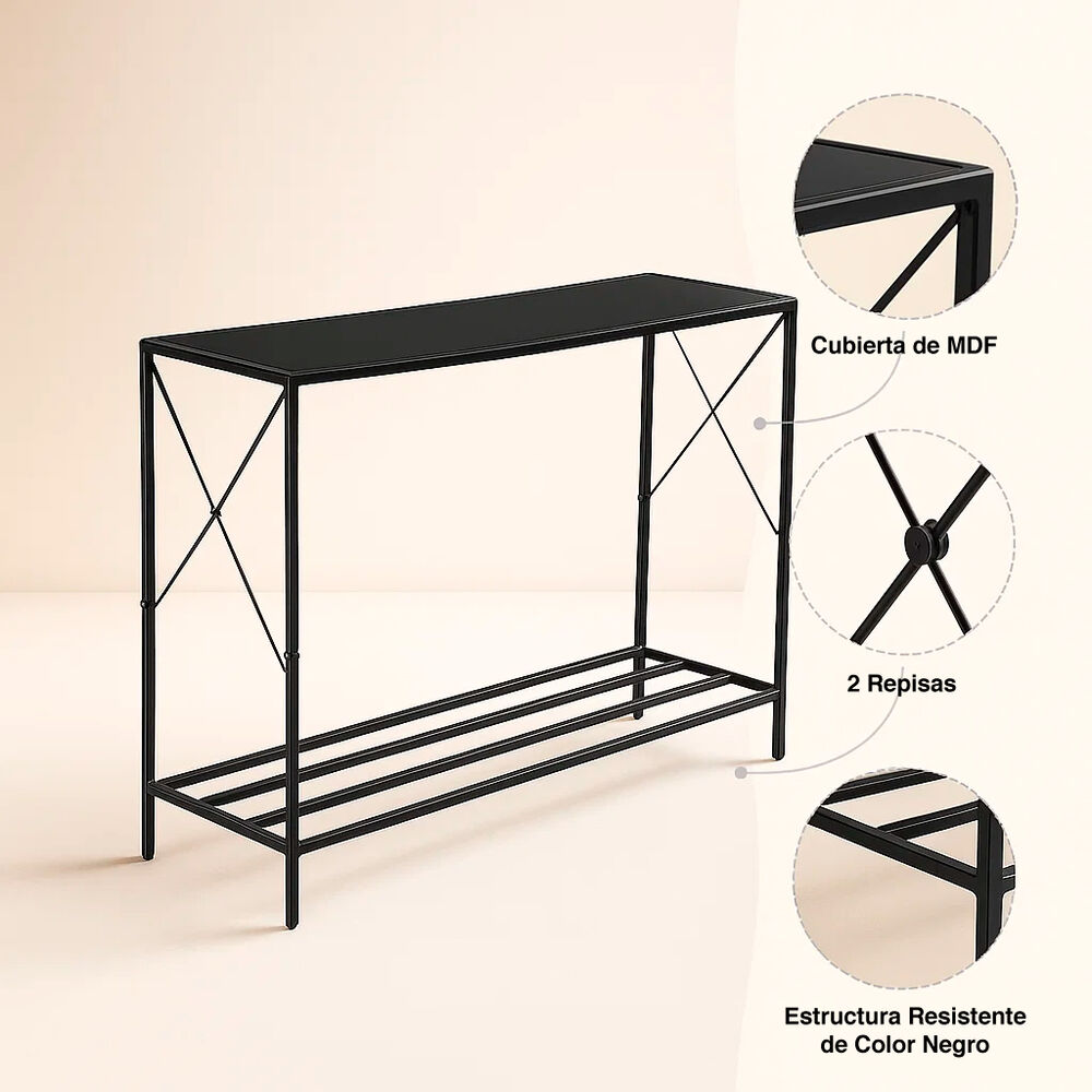 Arrimo Tradicional Negro Metal Mdf image number 4.0