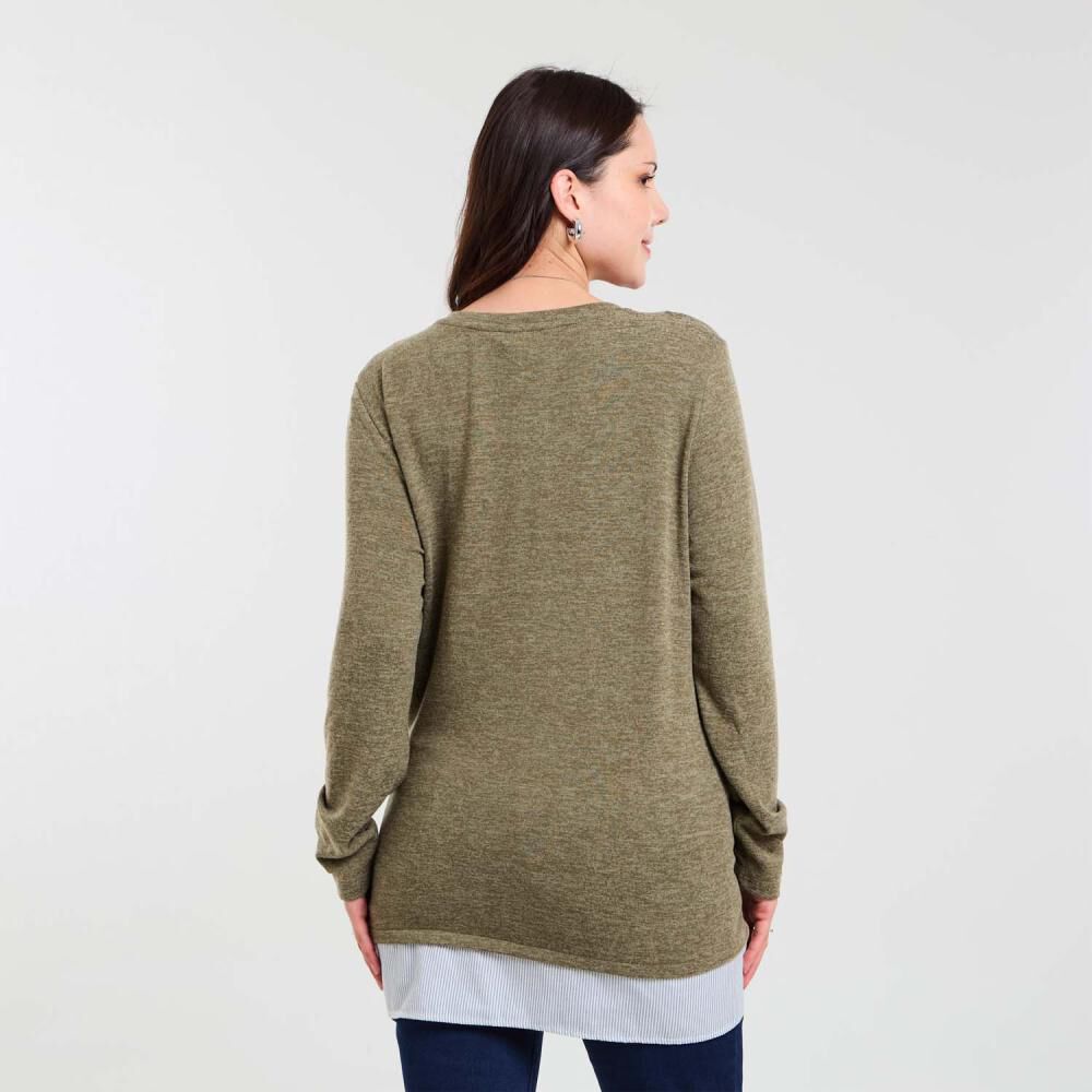 Sweater Melange Manga Larga Cuello Redondo Mujer Sexy Large image number 3.0