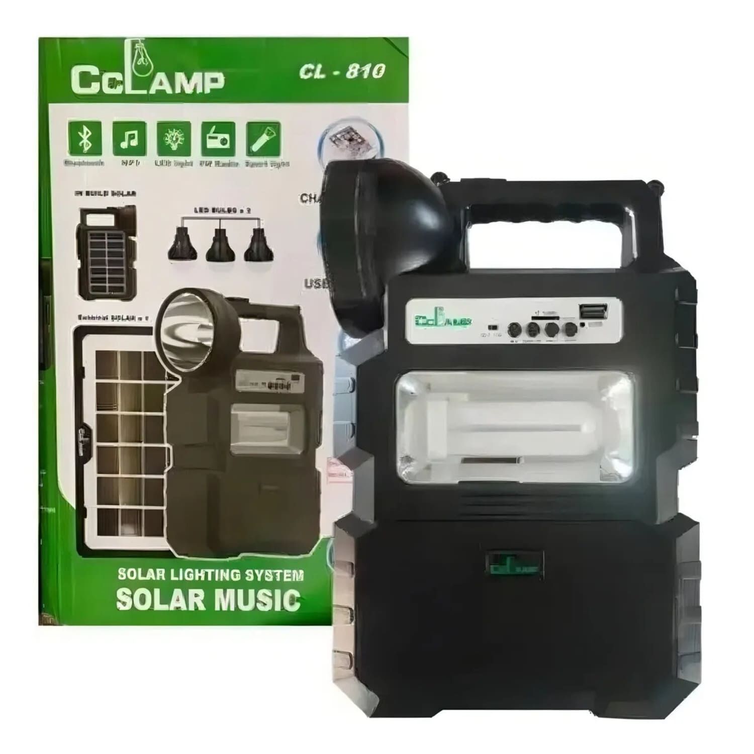 Kit Lampara Solar De Camping Usb + Radio + Bluetooth Color Negro image number 4.0