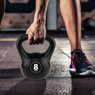 Kettlebell Mancuerna Pesa Rusa Cemento 8 Kg Negro