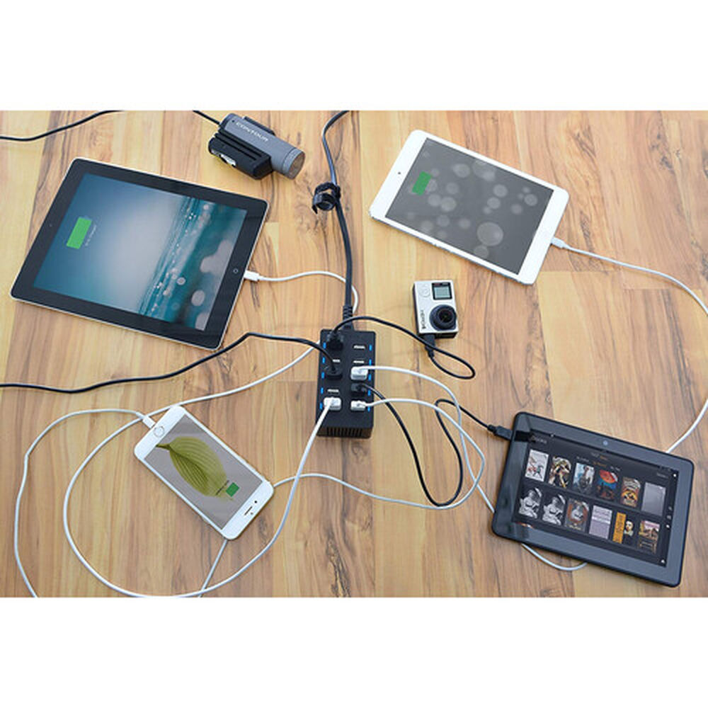 Estación De Carga Móvil Usb-a De 10 Puertos Carga Rapida 60w Compatible Con Samsung, Lphone, Lpad Y Mas Negro image number 2.0