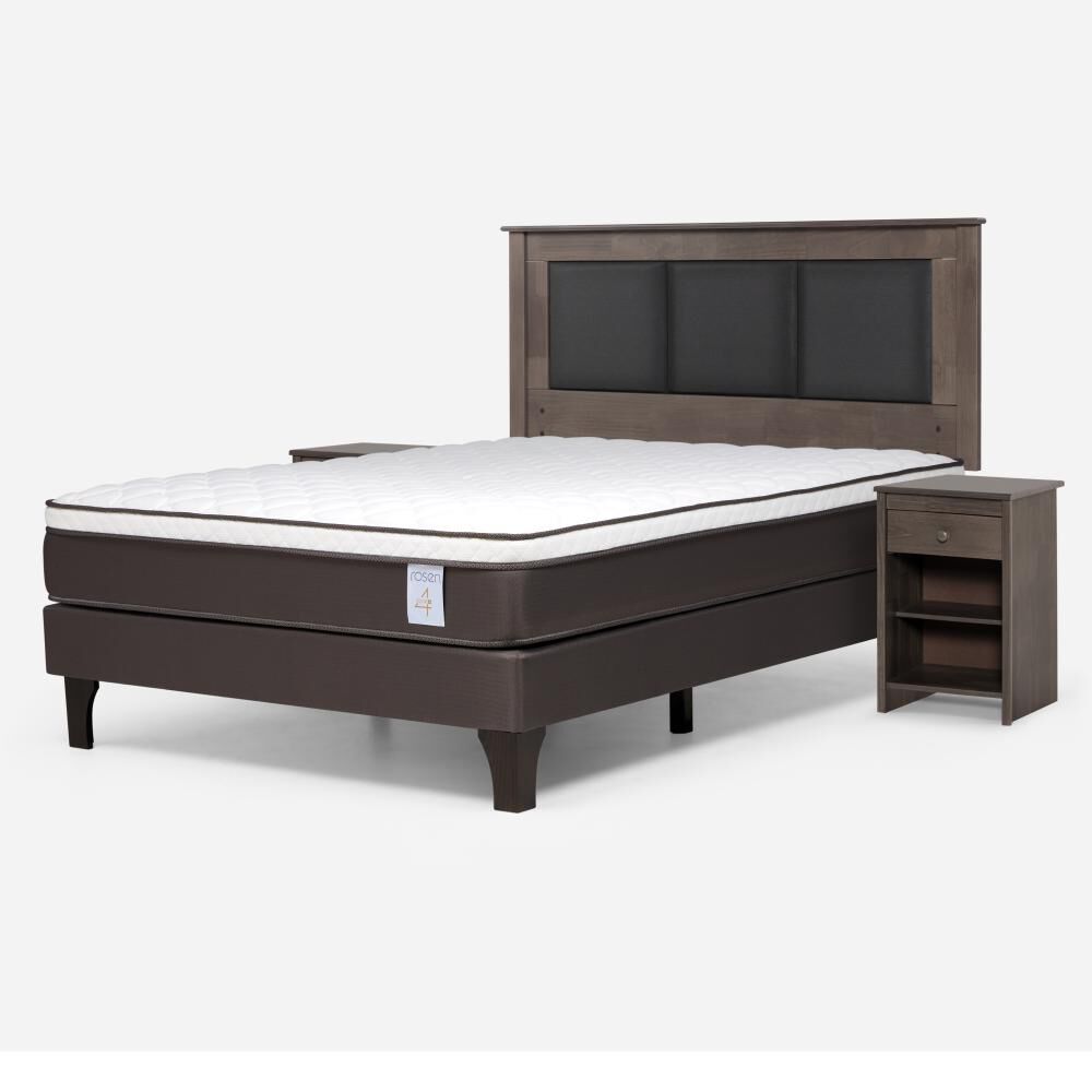Cama Europea Rosen New Style 4 Plus / 2 Plazas / Base Normal  + Set Maderas Rachel Gris image number 1.0