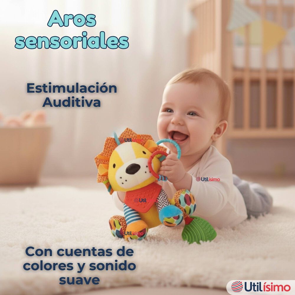 Juguete Peluche Animales Sensorial Con Mordedor Y Sonajero Dise&ntilde;o Le&oacute;n Ni&ntilde;a Y Ni&ntilde;o image number 6.0
