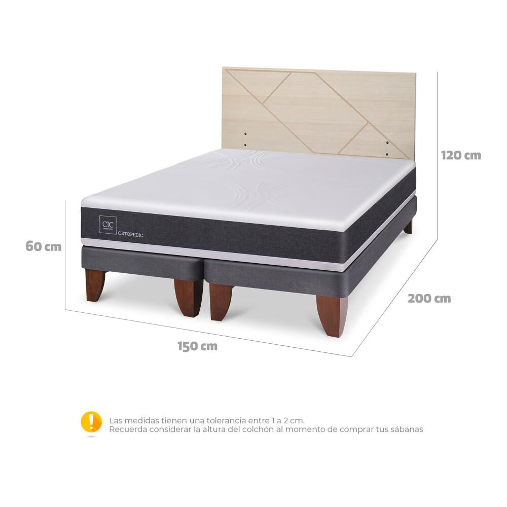 Cama Europea Cic Ortopedic / 2 Plazas / Base Dividida + Respaldo image number 4.0