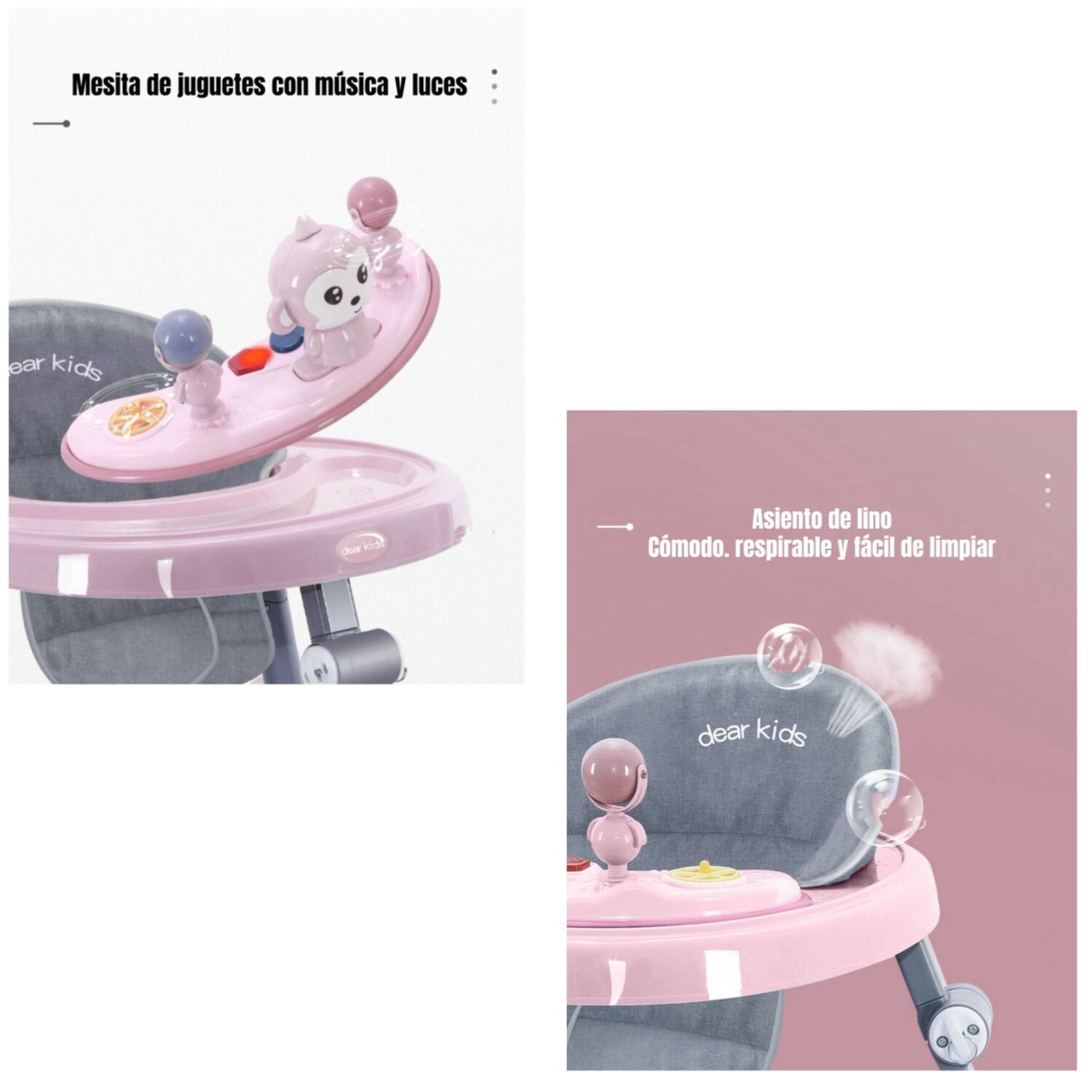 Andador Caminador Plegable Apoya Pies Bora Rosado Lubabycas image number 3.0