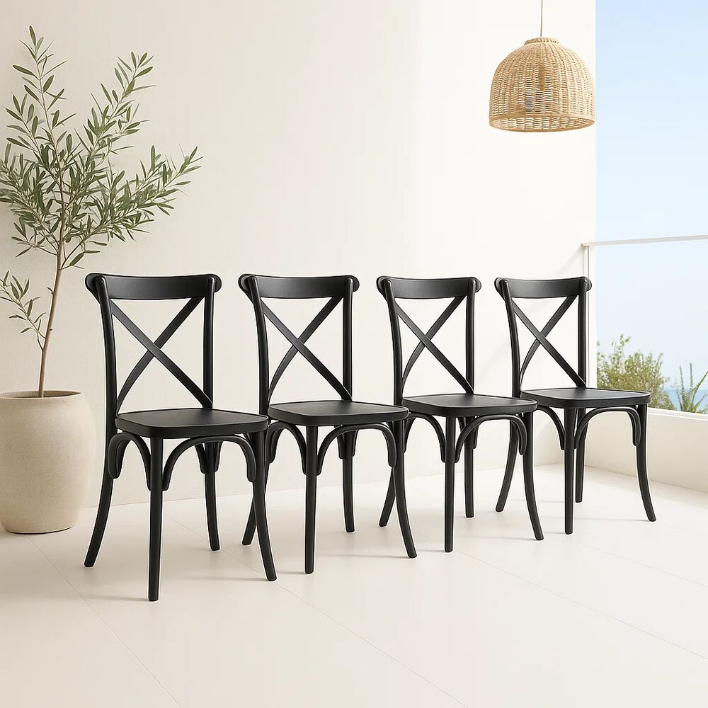 Pack 4 Sillas De Terraza O Comedor Crossback Danubio - Negra image number 1.0