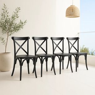 Pack 4 Sillas De Terraza O Comedor Crossback Danubio - Negra