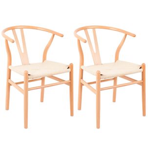Pack 2 Sillas Comedor Novahus Wishbone Natural Beige