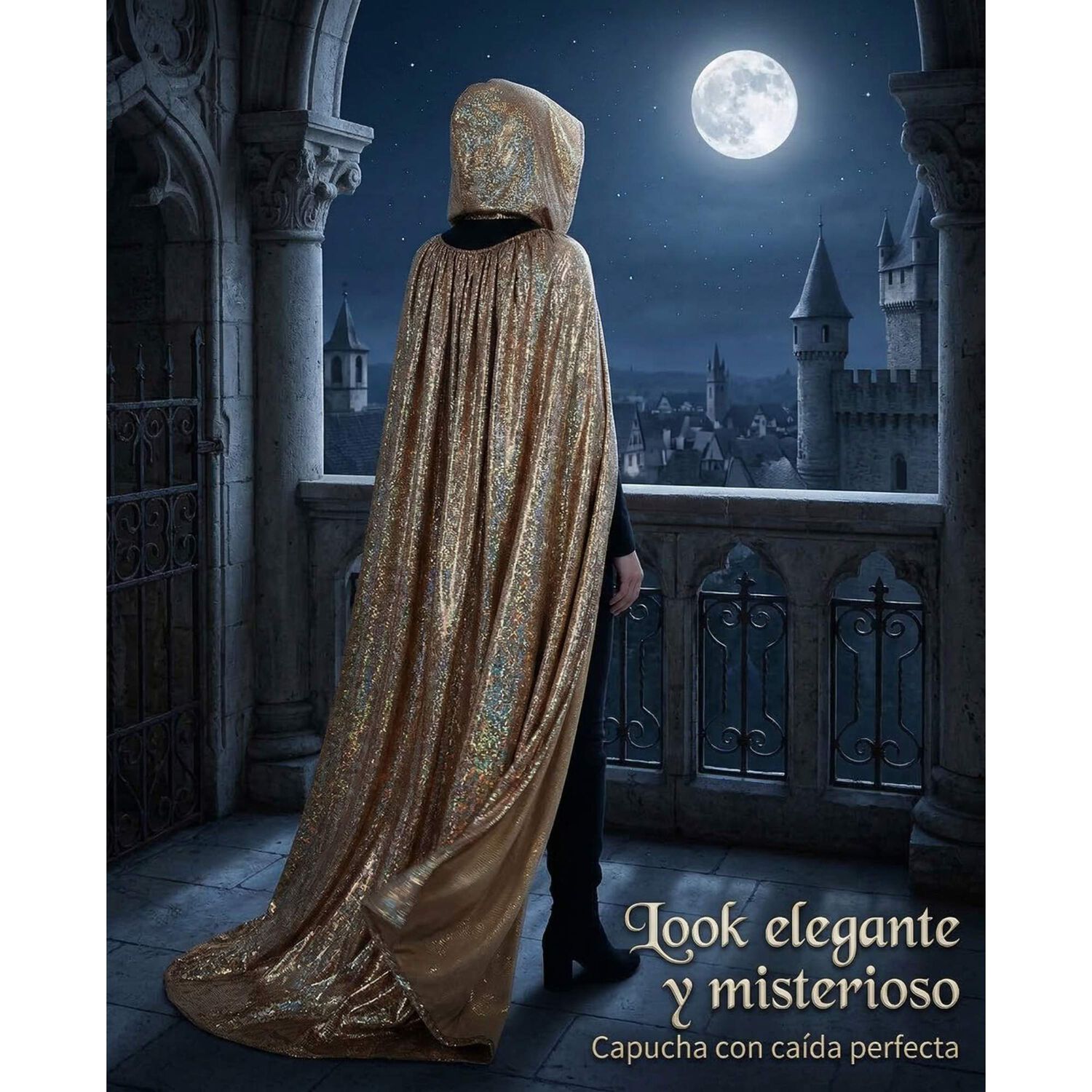 Capa Glitter Brillante Con Capucha Para Cosplay Y Disfraz image number 14.0