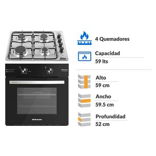 Kit De Cocina Sindelen Horno He-7000ng + Encimera Ceg-4600in / 4 Quemadores