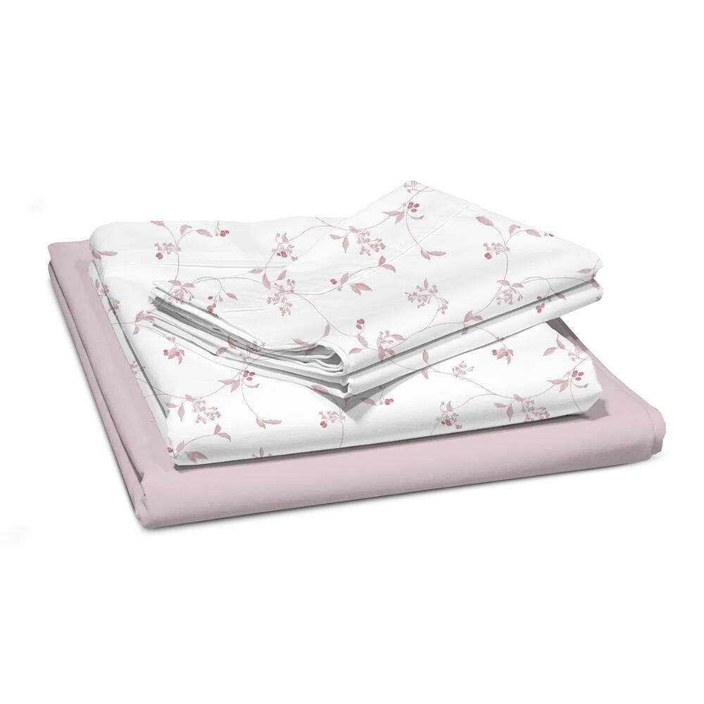 Sabanas Andes 180 Hilos Estampada Enredadera Rosa King image number 0.0