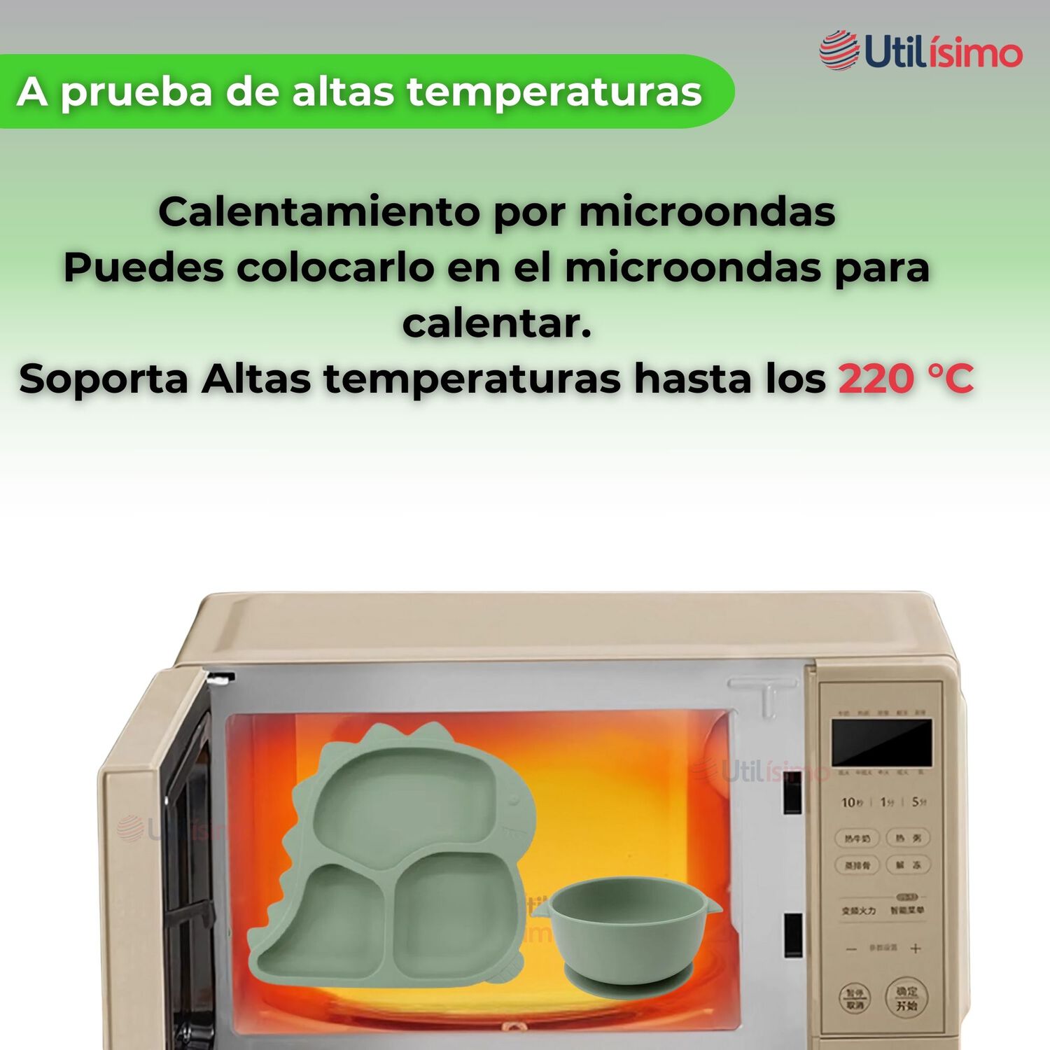 Set Alimentaci&oacute;n Silicona Beb&eacute; 5 Piezas Dinosaurio Libre Bpa Color Verde image number 7.0