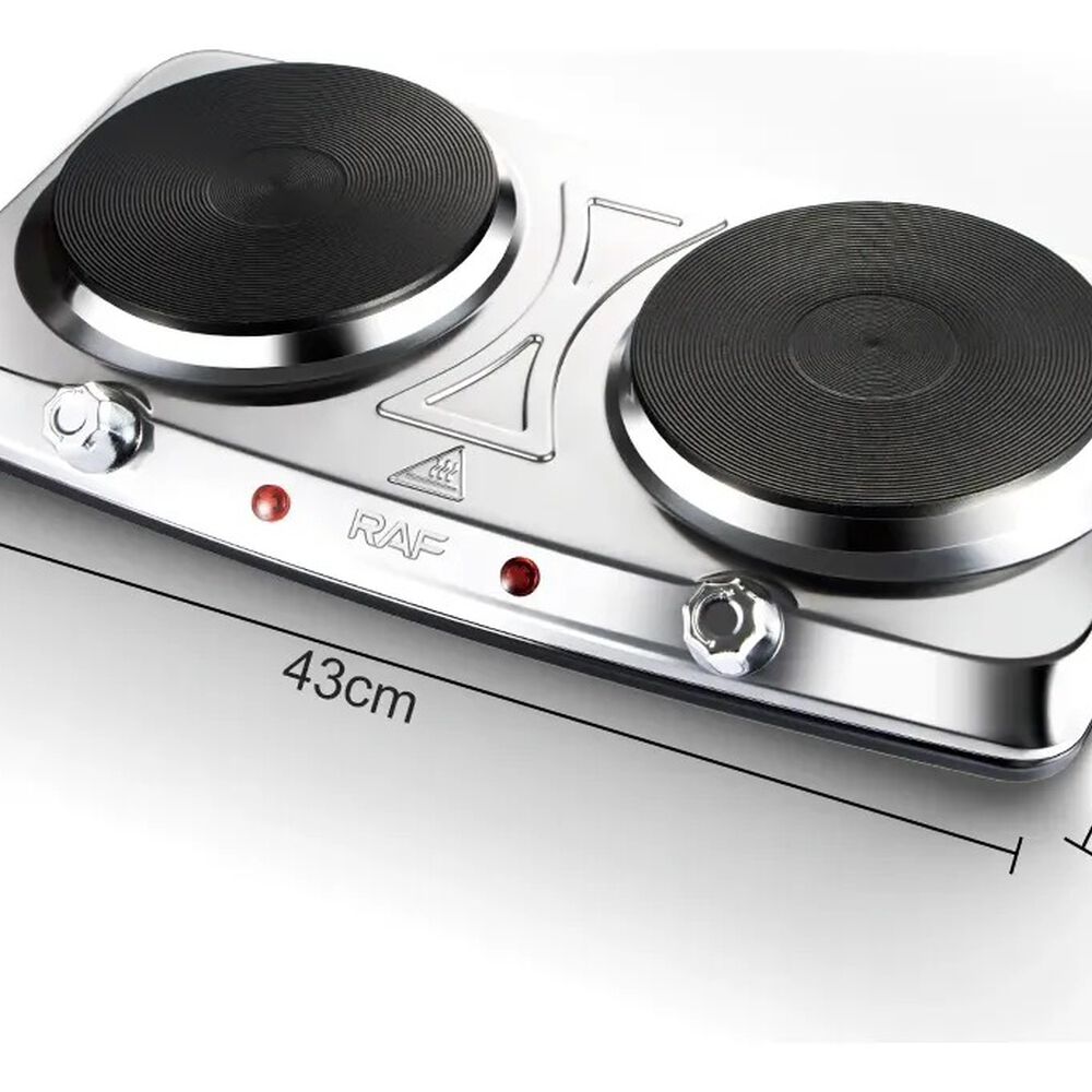 Cocina El&eacute;ctrica 2 Plato Cocinilla Encimera Acero Inoxidable image number 1.0