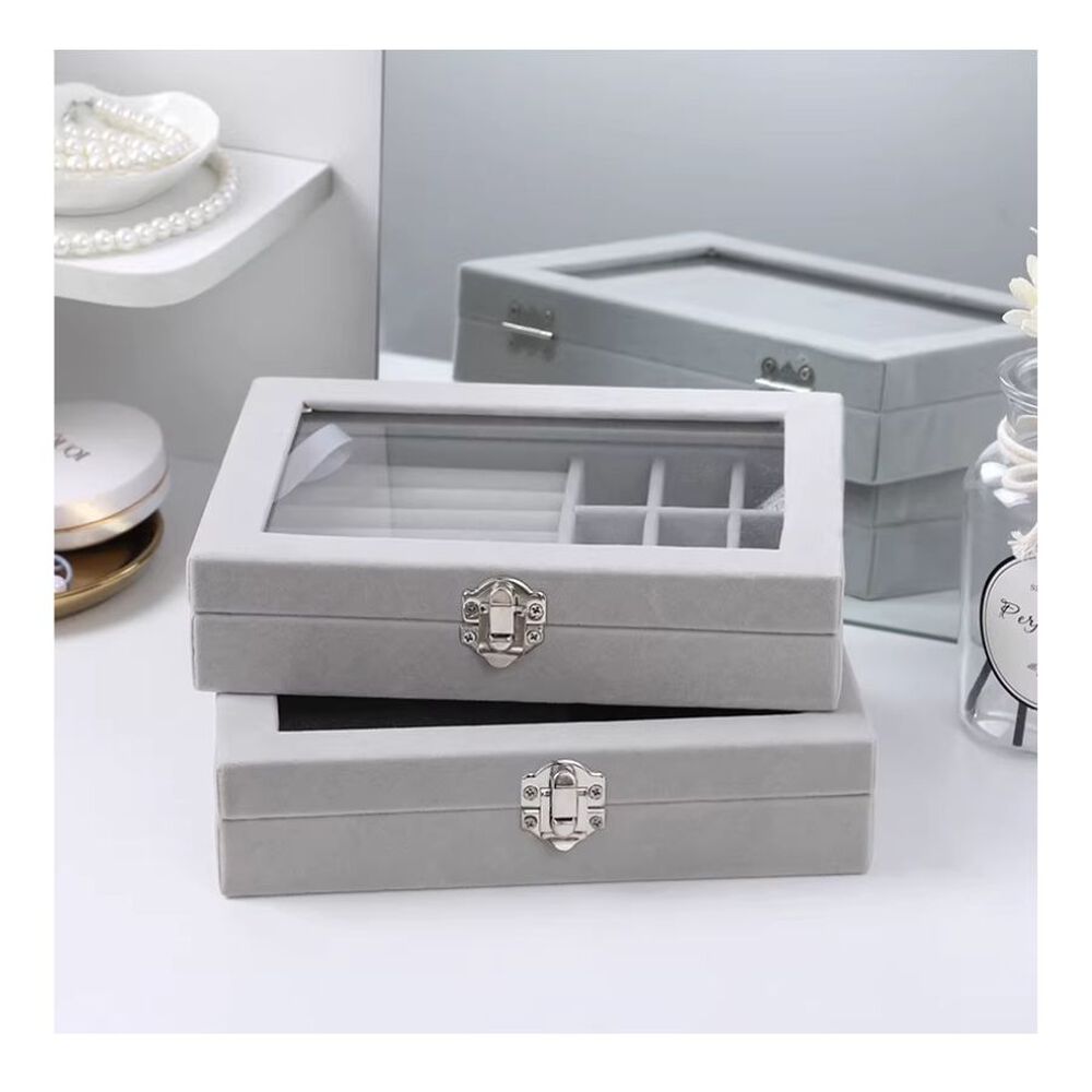 Cosmetiquero Caja Organizador De Joyas Portatil Gris image number 6.0