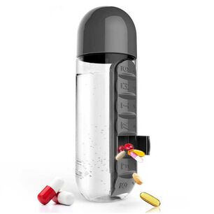 Botella De Agua Pastillero Organizador Pastilleros Semanales Negro