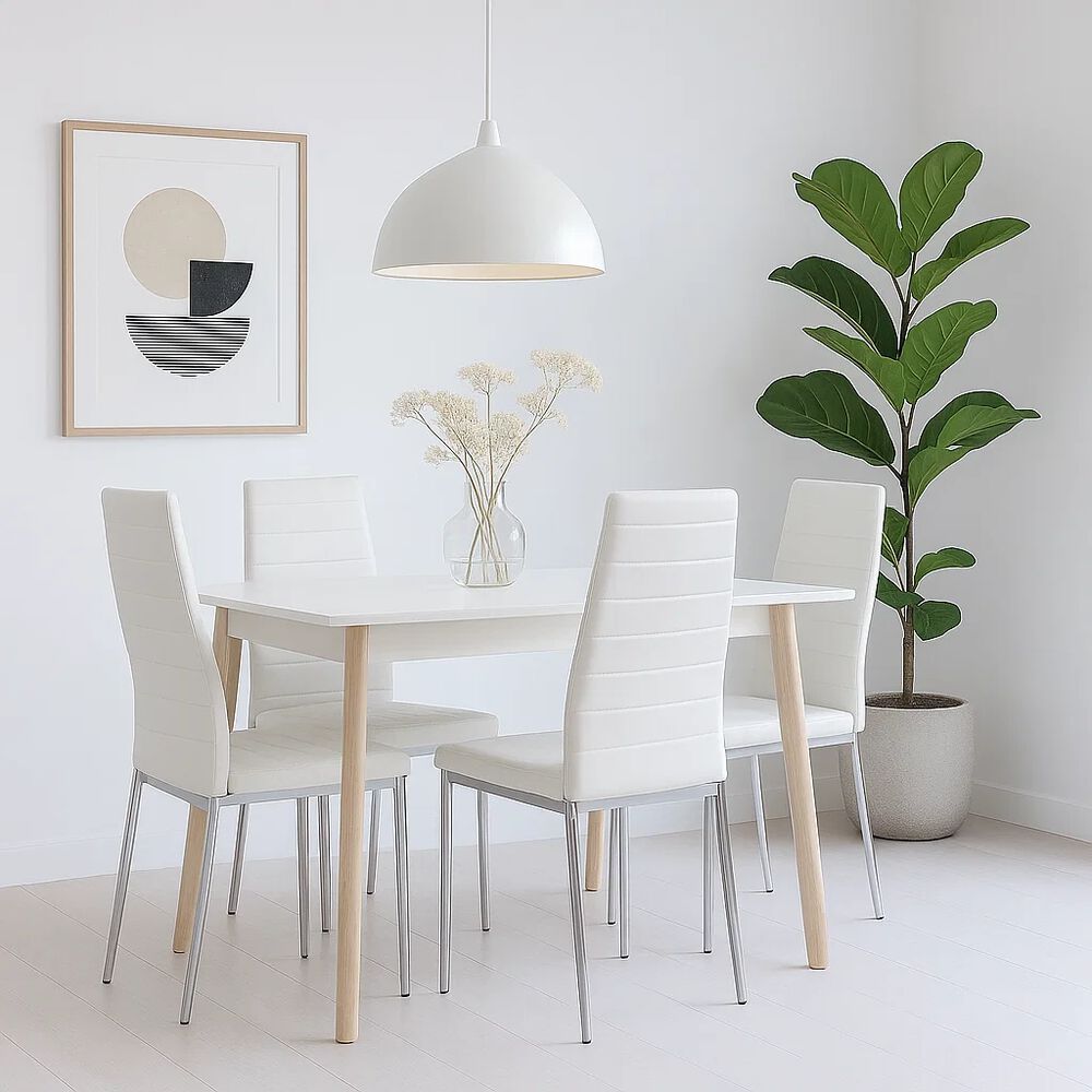 Pack De 4 Sillas Acolchadas Dining Liana Con Patas Cromadas - Blancas image number 2.0