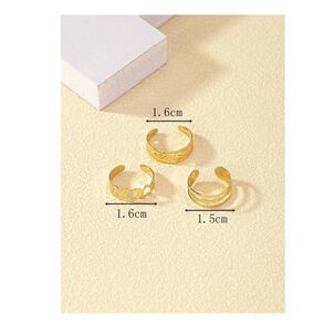 Set 3 Anillos Ajustables De Pies Dedos Dorados