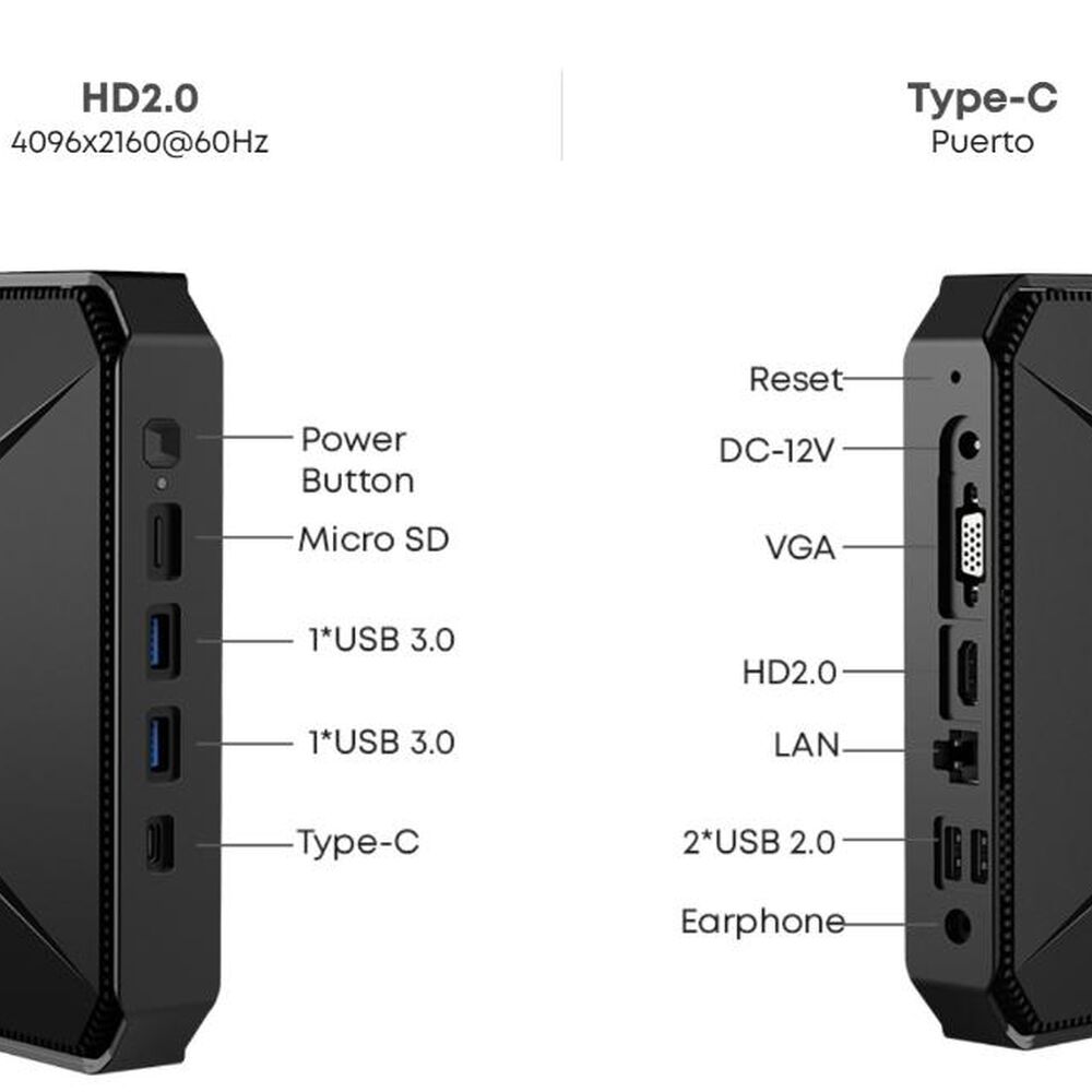 Mini Pc N100/ 8gb Ram/ 256gb Ssd/ W11h Herobox image number 1.0