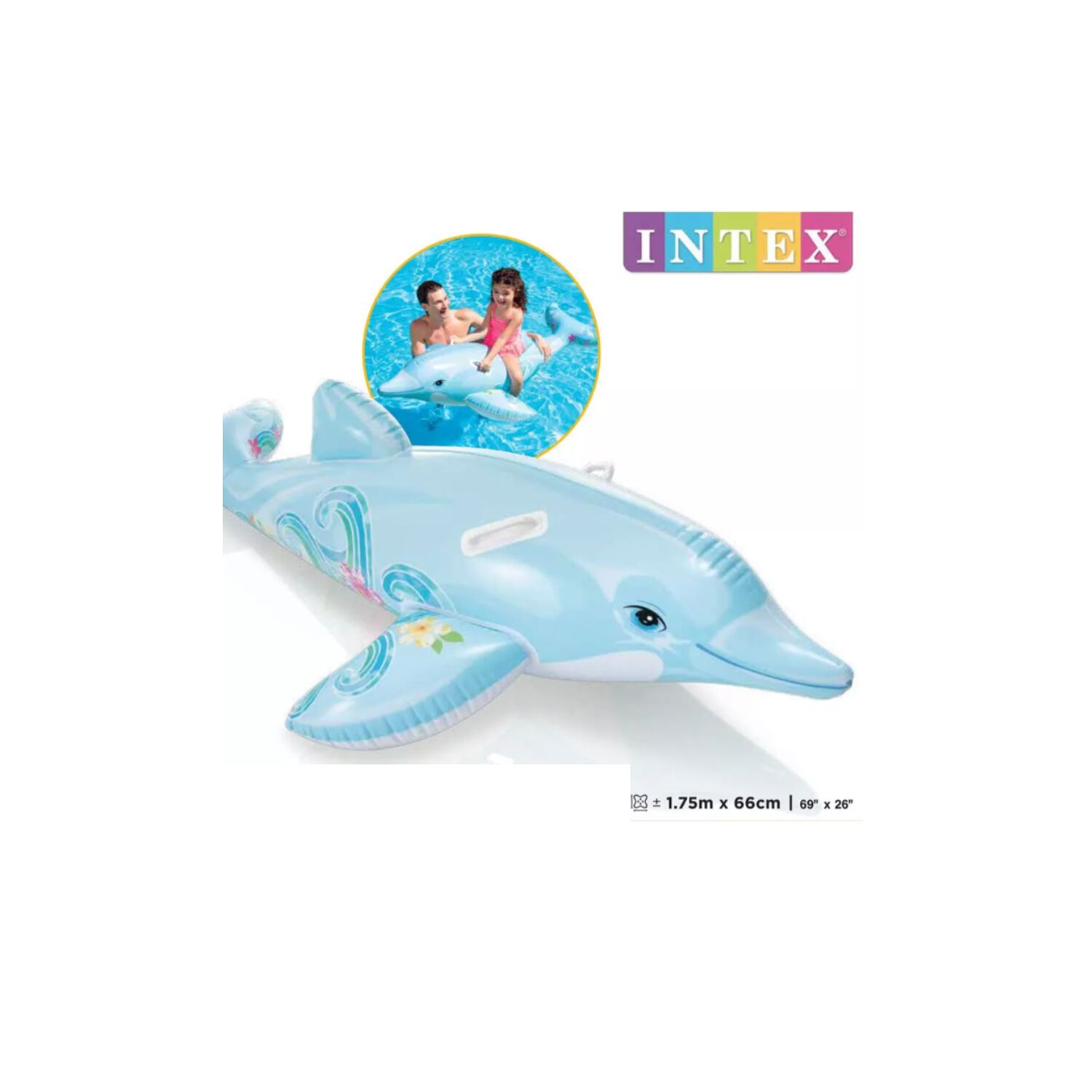 Flotador Inflable Delf&iacute;n Montable Con Asas Intex 175cm Ni&ntilde;os image number 5.0