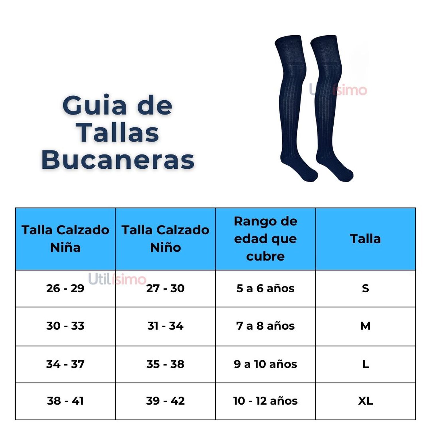 Pack 5 Bucaneras Escolares Acr&iacute;lica Azul Ni&ntilde;a Calcetas image number 2.0