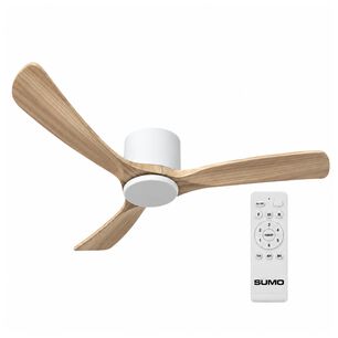 Ventilador De Techo Sumo Vt50 Blanco 52" 3 Aspas De Madera Natural