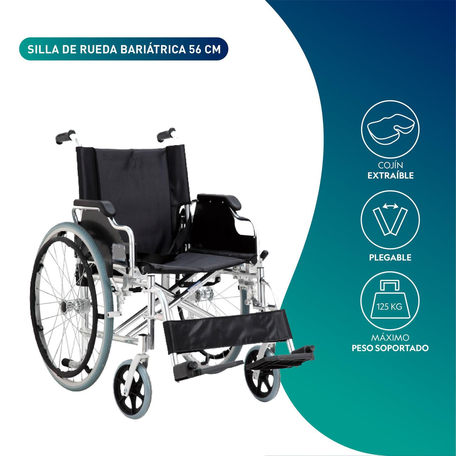 Silla De Ruedas Sobrepeso Bariatrica Comfort 56cm image number 2.0