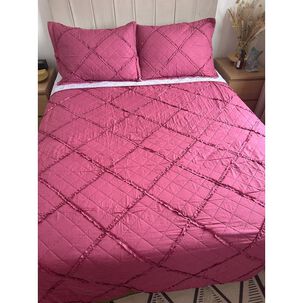 Cubrecama 2 Plazas Microfibra Con Vuelos Fucsia