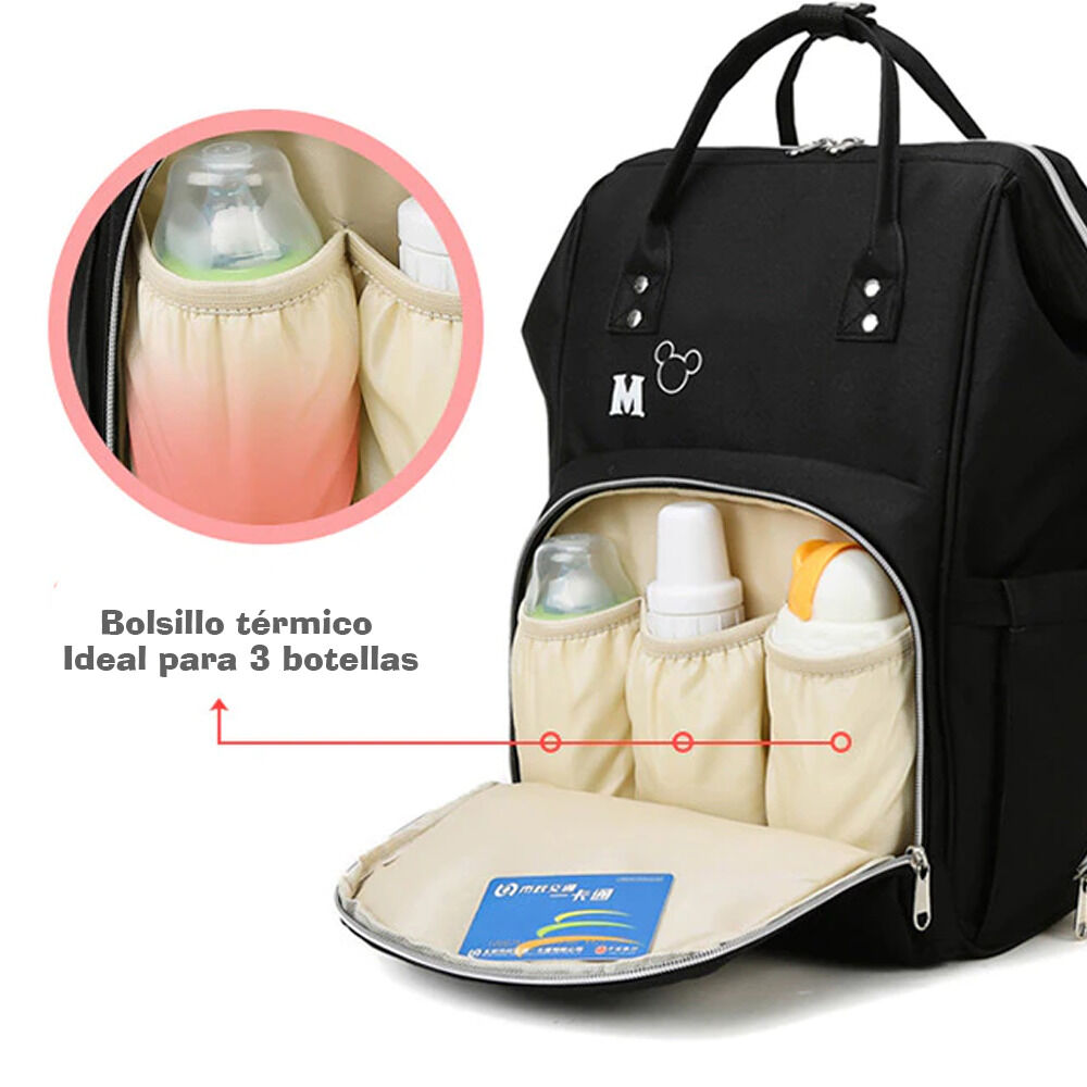 Multifuncional Mochila Maternal Disney Bolso Pañalera Bebe image number 3.0