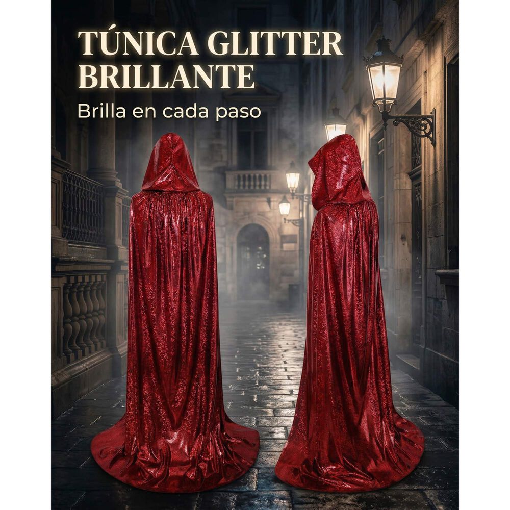 Capa Glitter Brillante Con Capucha Para Cosplay Y Disfraz image number 4.0