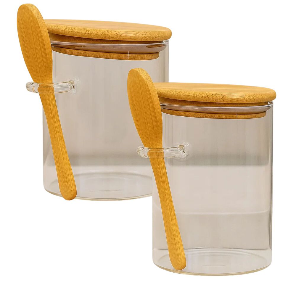 Set 2 Frasco Contenedor Hermetico 450ml 10cm Redondo Cuchara image number 0.0