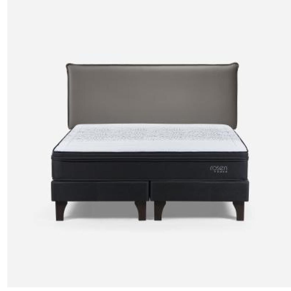 Cama Europea Rosen Tempo / 2 Plazas / Base Dividida + Respaldo Maurice Gris image number 6.0