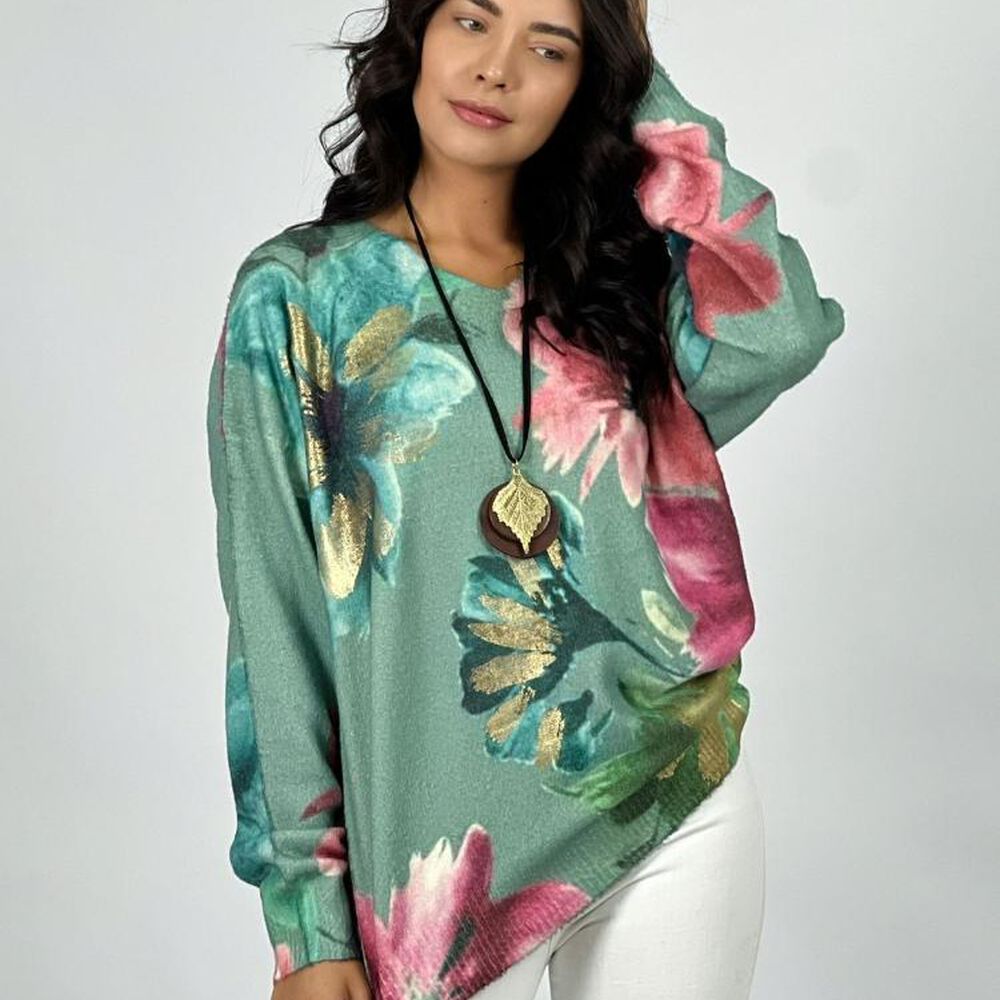 Sweater Cashmere Estampado Con Flores image number 0.0