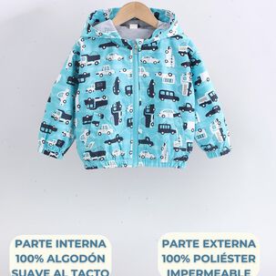 Cortaviento Impermeable Chaqueta Estampado Ni&ntilde;o Y Beb&eacute; Turquoise Cars