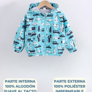 Cortaviento Impermeable Chaqueta Estampado Ni&ntilde;o Y Beb&eacute; Turquoise Cars