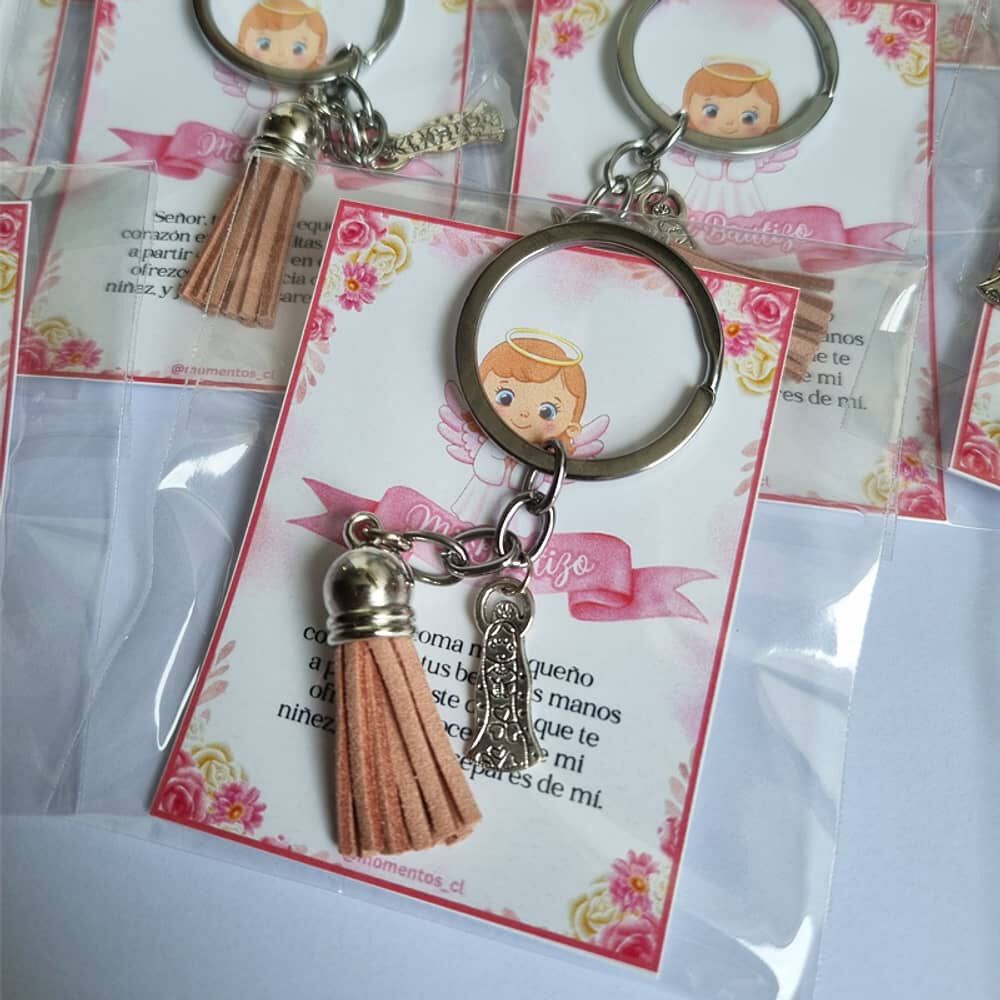 Encintados Recuerdos Bautizo 12 Llaveros + Tarjetas Bautismo image number 1.0